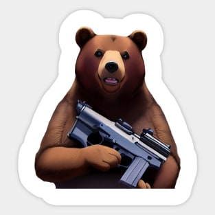 Bear Gun Sticker Sticker